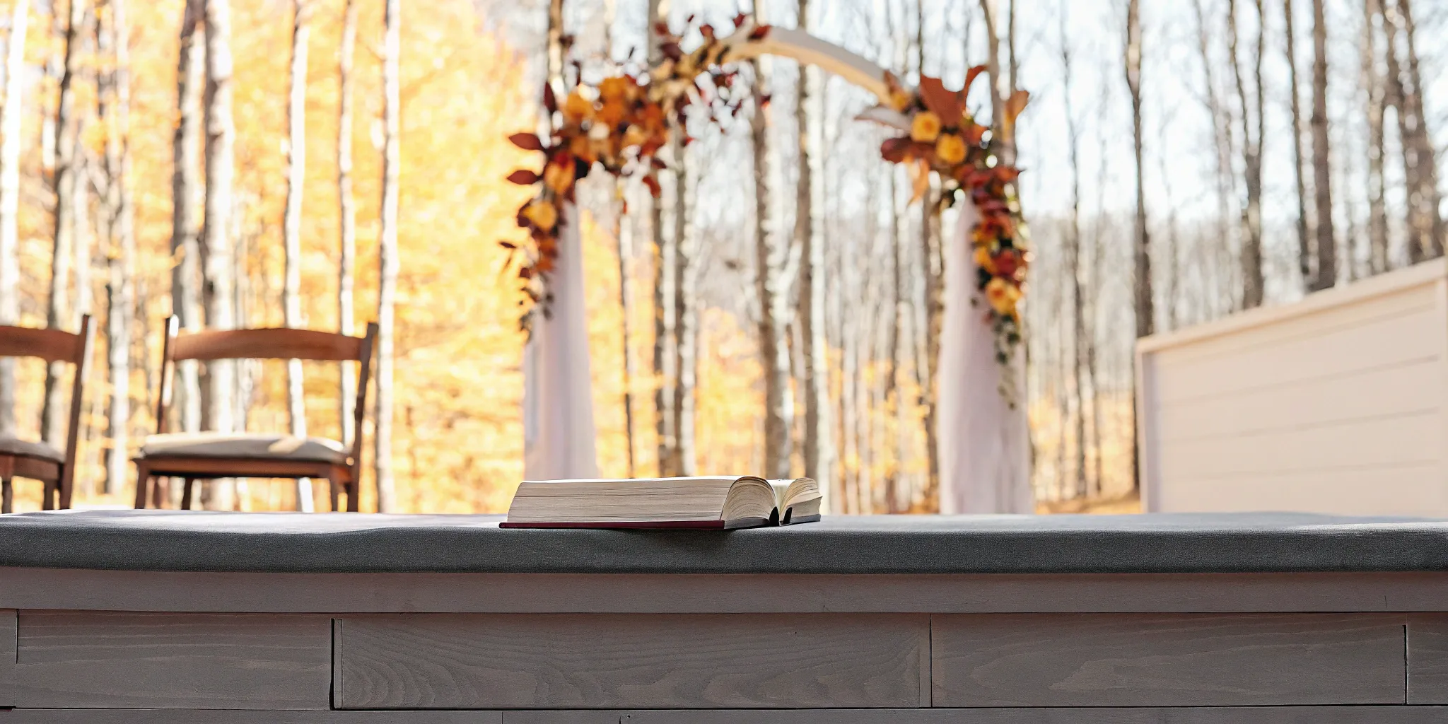 Virginia wedding altar with open Bible.