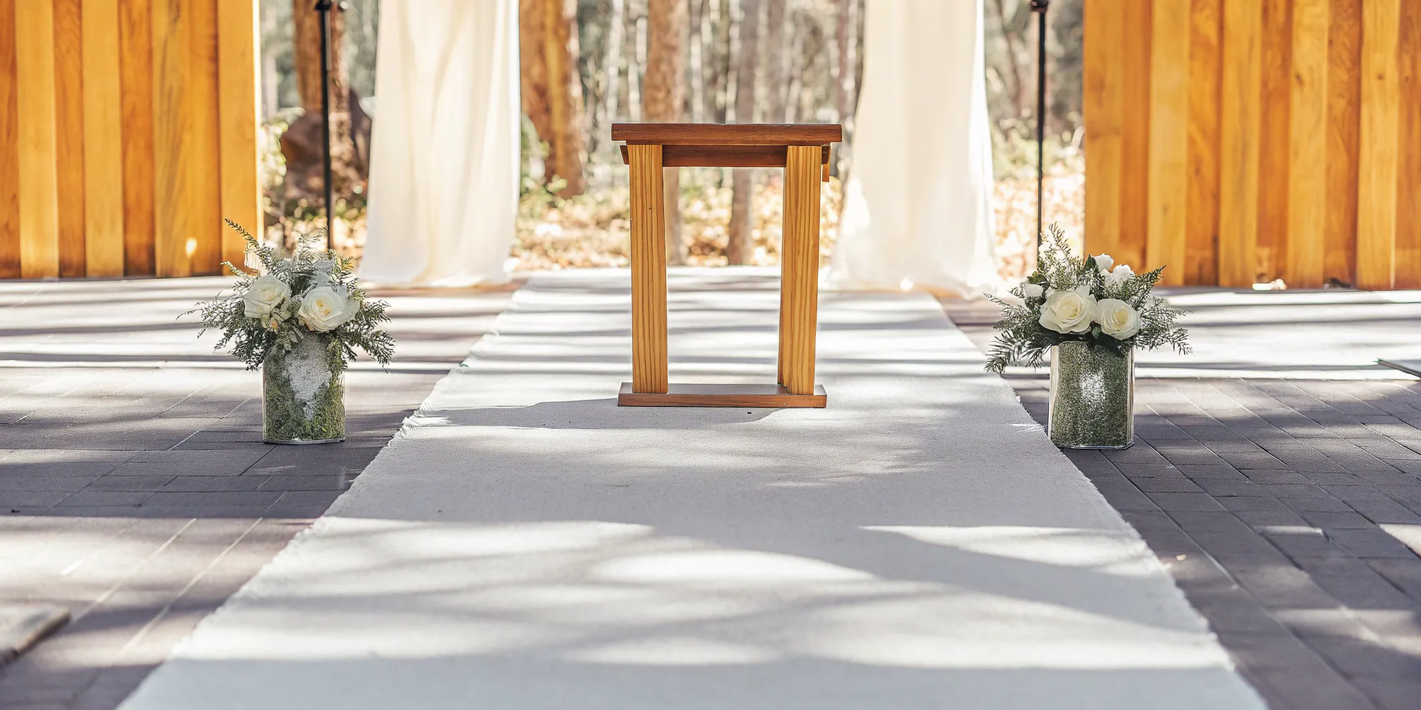 An officiant's podium at a Maryland wedding, part of how to legally become an officiant.